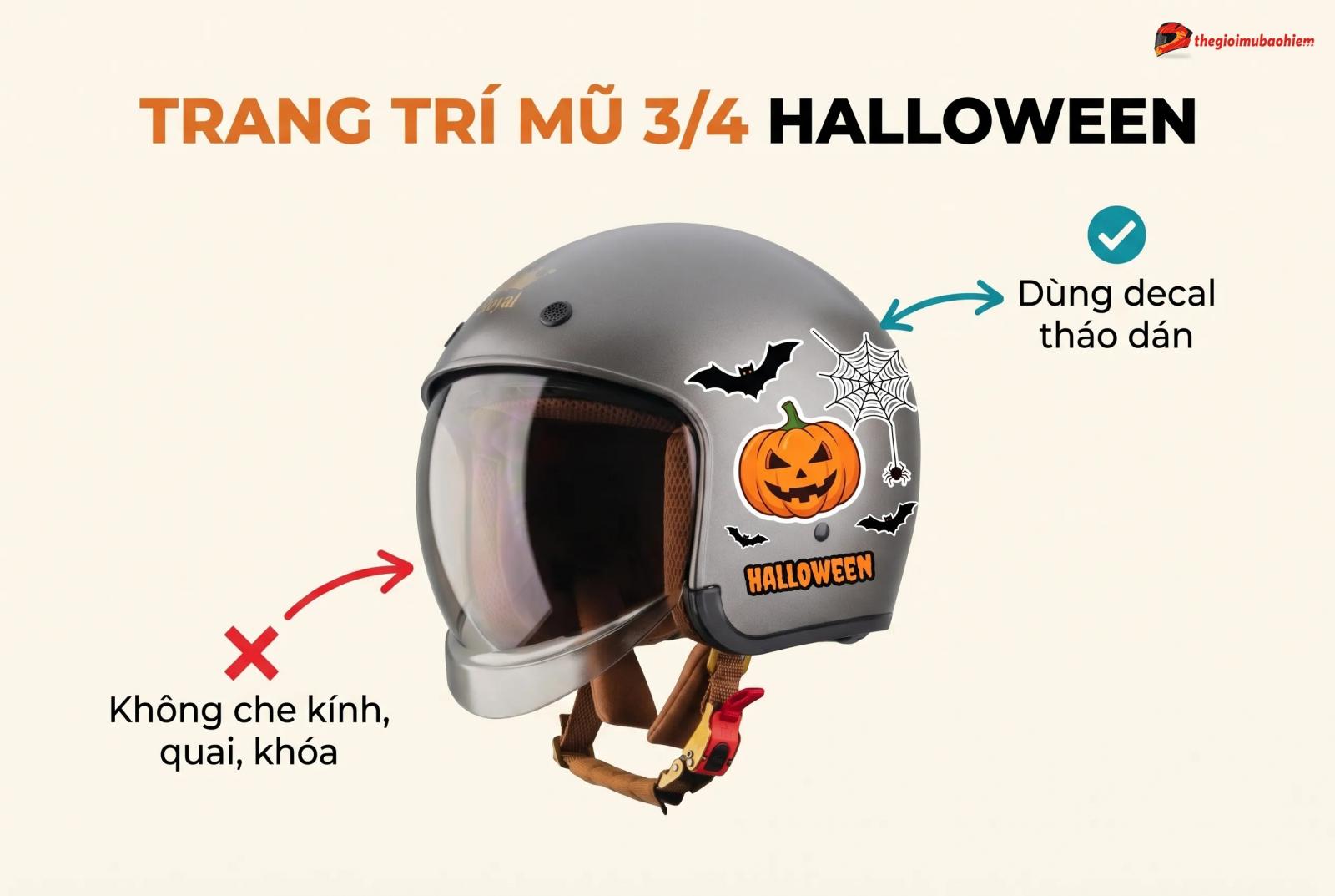 Cách trang trí nón bảo hiểm 3/4 cho nổi bật