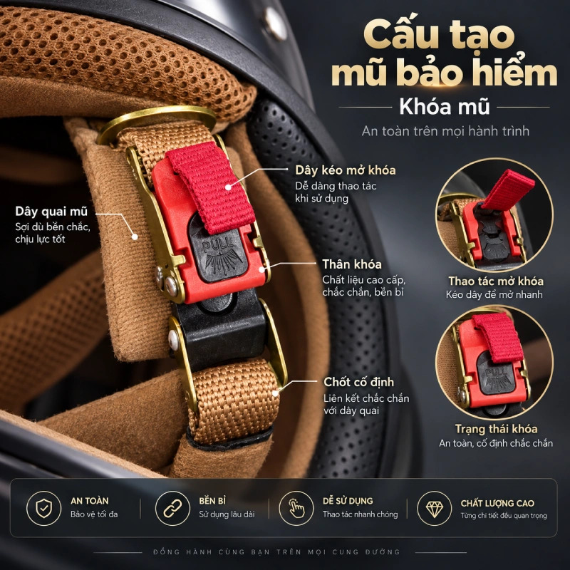 Cấu tạo của nón bảo hiểm có khóa nón