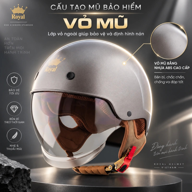 Cấu tạo mũ bảo hiểm gồm có Vỏ mũ