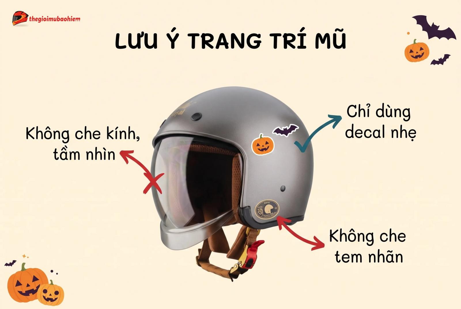 Những lưu ý quan trọng khi trang trí mũ bảo hiểm Halloween