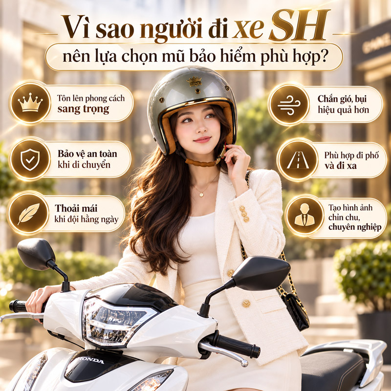 Vì sao người đi xe SH nên lựa chọn mũ bảo hiểm phù hợp?